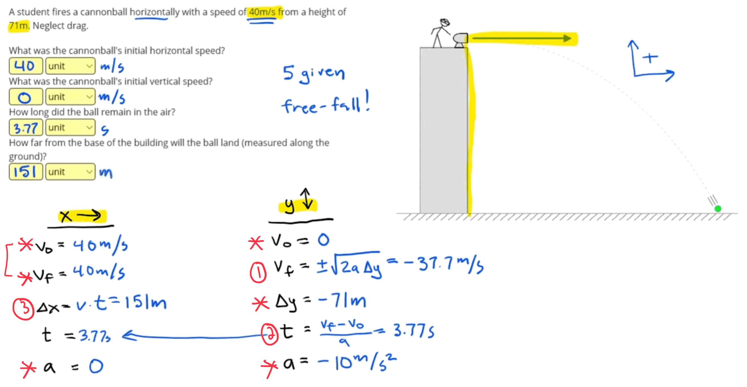 Projectile Motion Practice Questions Complete Problems 1 Positive Physics
